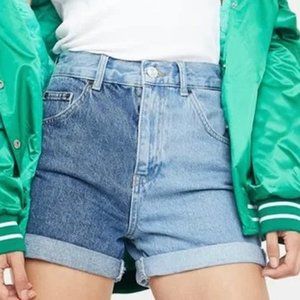 BDG Two Tone High Waist Mom Jean Shorts